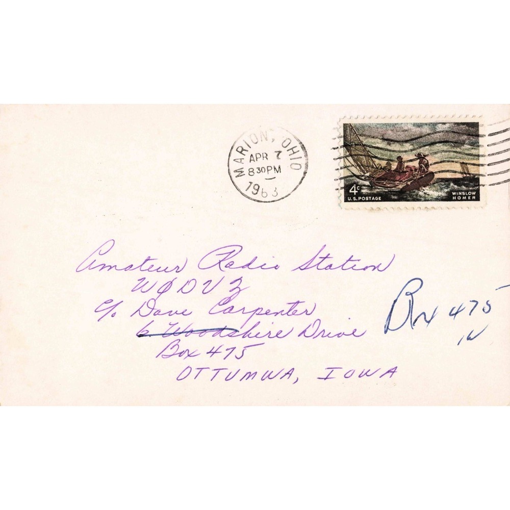 Vintage 1963 QSL Card WA8CUX Marion Ohio Ham Radio Pink Graphic YLRL - Picture 2 of 2